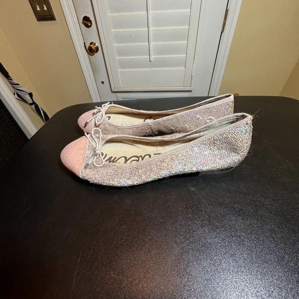 Sam edelman size 9 blush sequened flats
